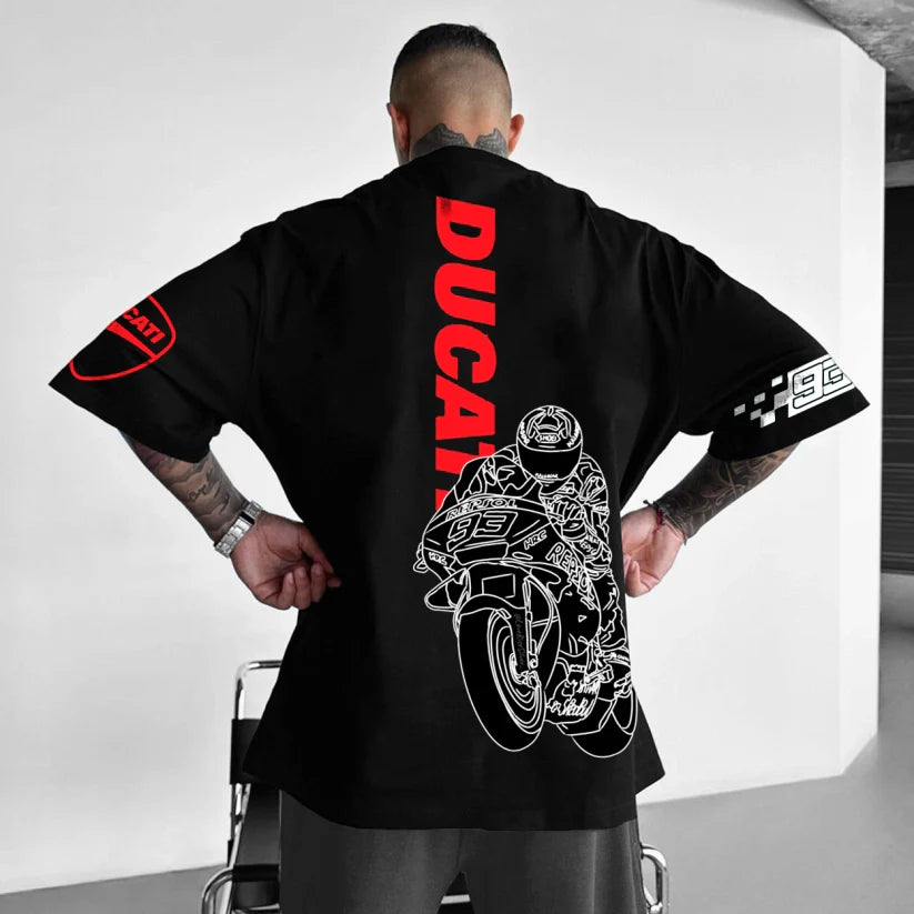 Unisex Oversized Motorcycle Print T-Shirt