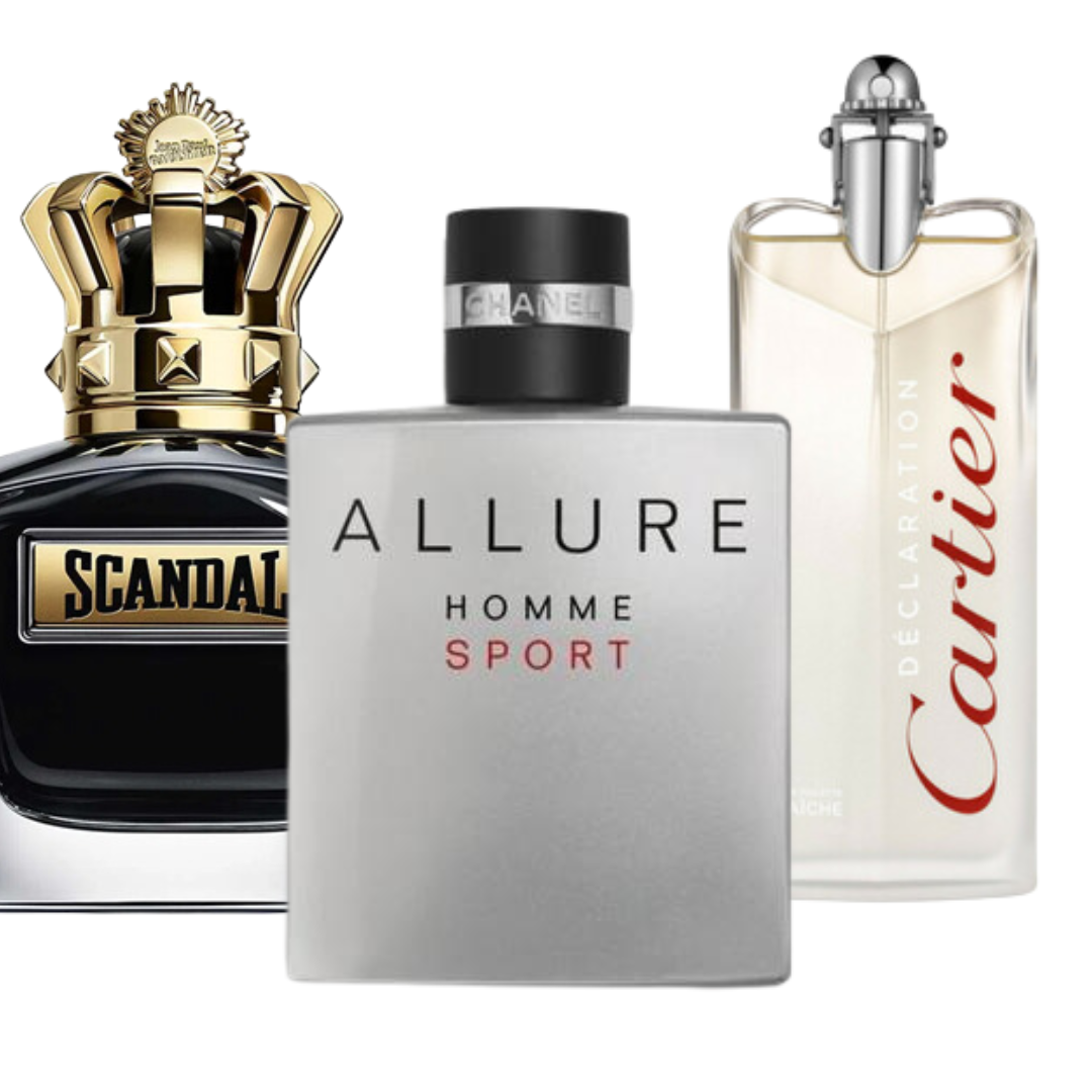 Cofanetto con 3 Fragranze: Allure Homme Sport, Jean Paul Gaultier Scandal e Cartier Déclaration - 100 ml