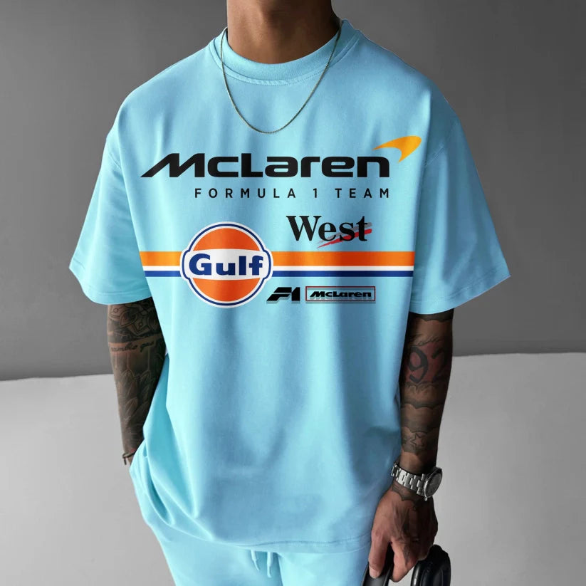 Unisex Casual Racing Print T-shirt