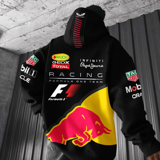 Oversized Hoodie Racing Graphic Print Hooded Sweatshirt