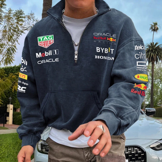 Racing Team Pullover Zip Neck Sweatshirt