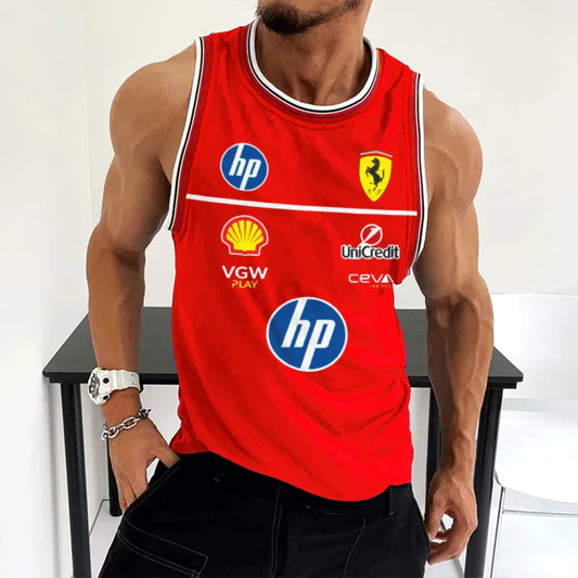 Men's Racing Print Sports Sleeveless Tank