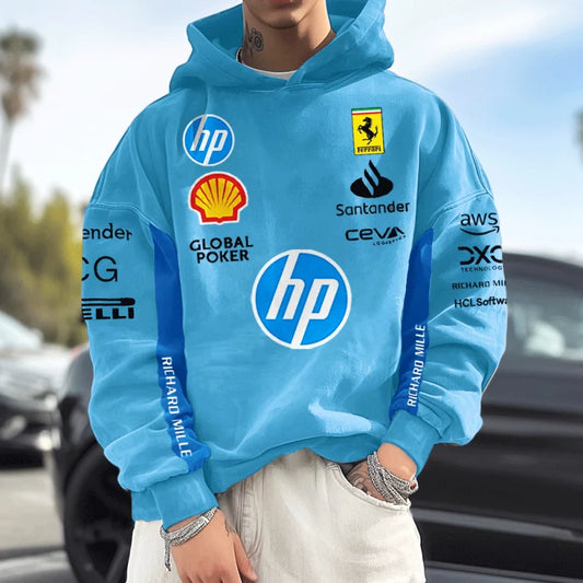 Unisex Vintage Racing Casual Print Hoodie