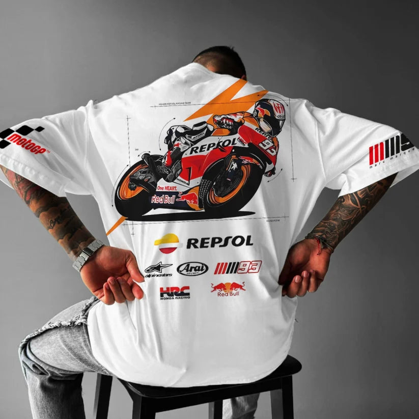 Unisex Oversized Motorcycle Racing NO.93 Printed T-Shirt