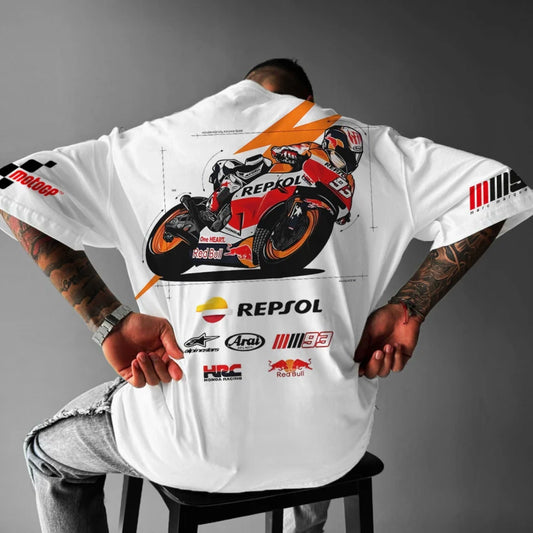Unisex Oversized Motorcycle Racing NO.93 Printed T-Shirt