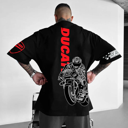 Unisex Oversized Motorcycle Print T-Shirt