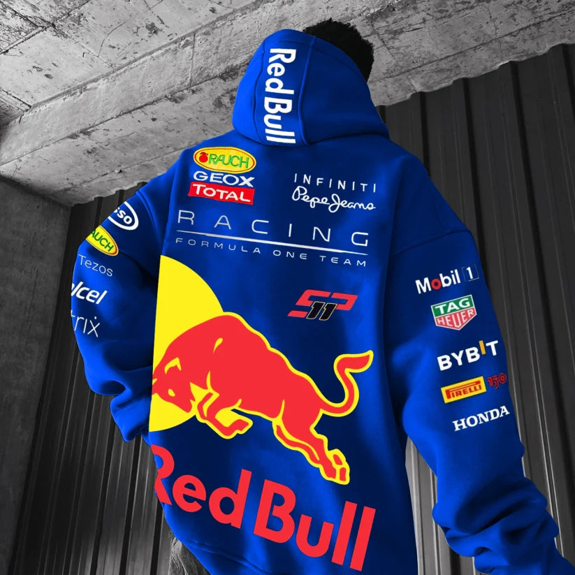 Casual Fashion Racing Print Oversized Hoodie