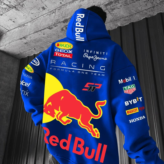 Casual Fashion Racing Print Oversized Hoodie