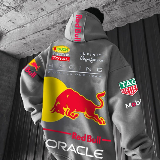 Men's Casual Racing Print Oversized Hoodie