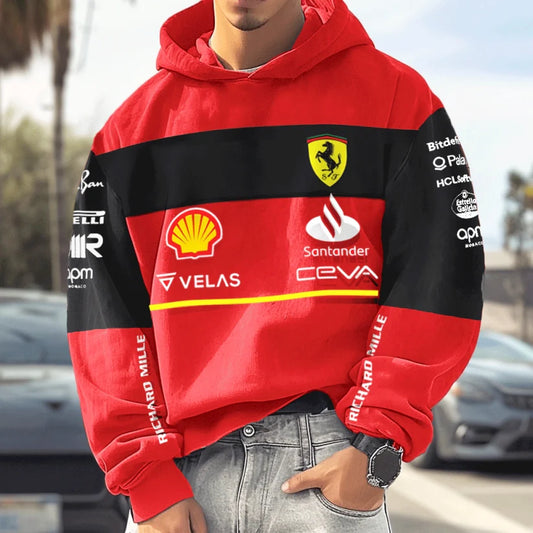 Unisex Vintage Racing Casual Print Hoodie