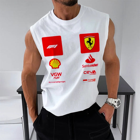 Men's Racing Club Fitness Casual Print Sleeveless Tank