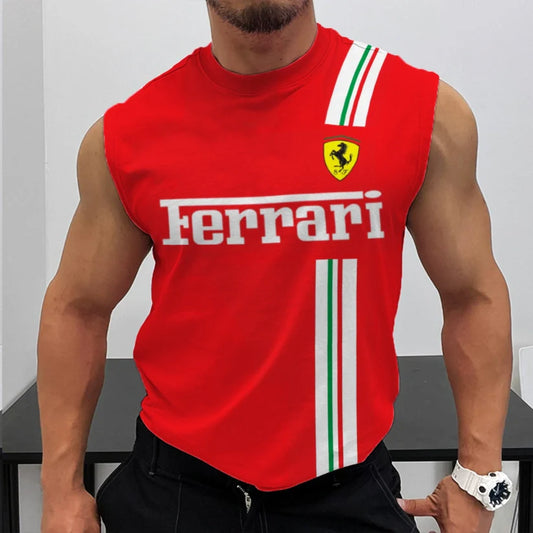 Men's Racing Club Casual Gym Print Sleeveless Tank