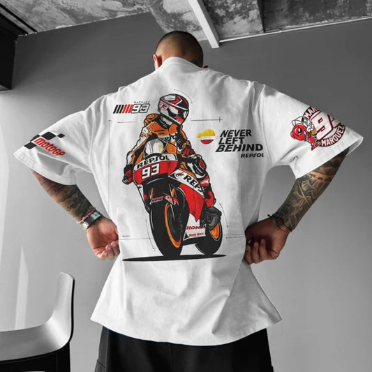 Unisex Oversized Motorcycle Racing No.93 Graphic Print T-Shirt