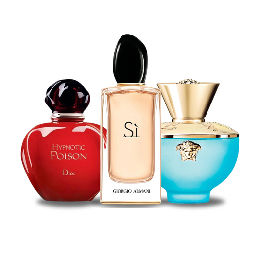 Cofanetto con 3 Profumi: Dior HYPNOTIC POISON, Giorgio Armani SÌ & Versace DYLAN TURQUOISE 100 ml