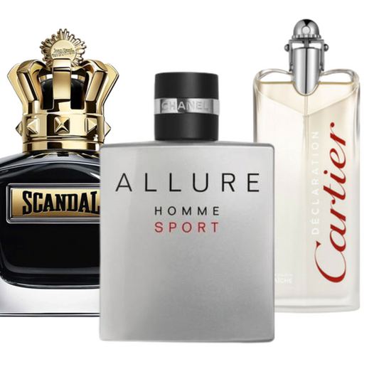Cofanetto con 3 Fragranze: Allure Homme Sport, Jean Paul Gaultier Scandal e Cartier Déclaration - 100 ml