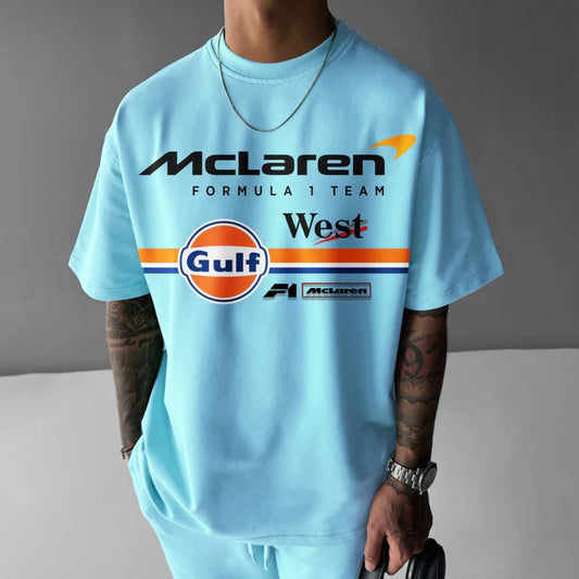 Unisex Casual Racing Print T-shirt