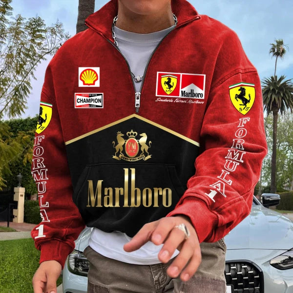 Retro racing zipper sweatshirt
