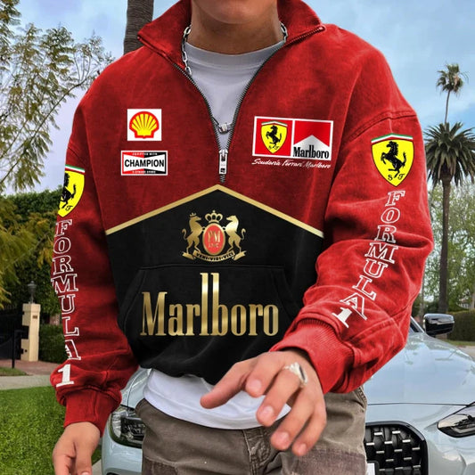 Retro racing zipper sweatshirt