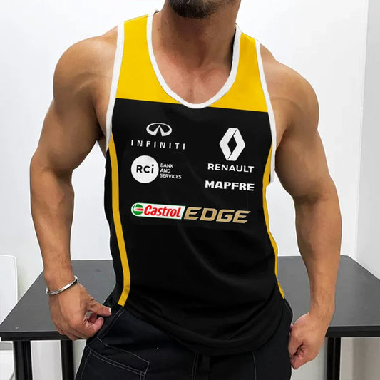 Men's Racing Print Fitness Casual Sleeveless Tank