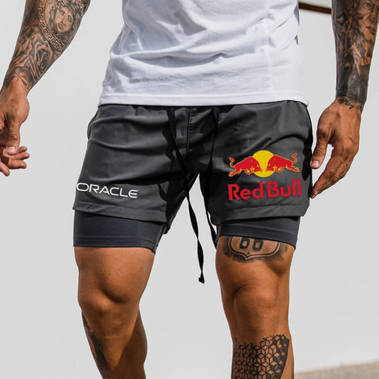 Men's Print Double Layer Sports Shorts